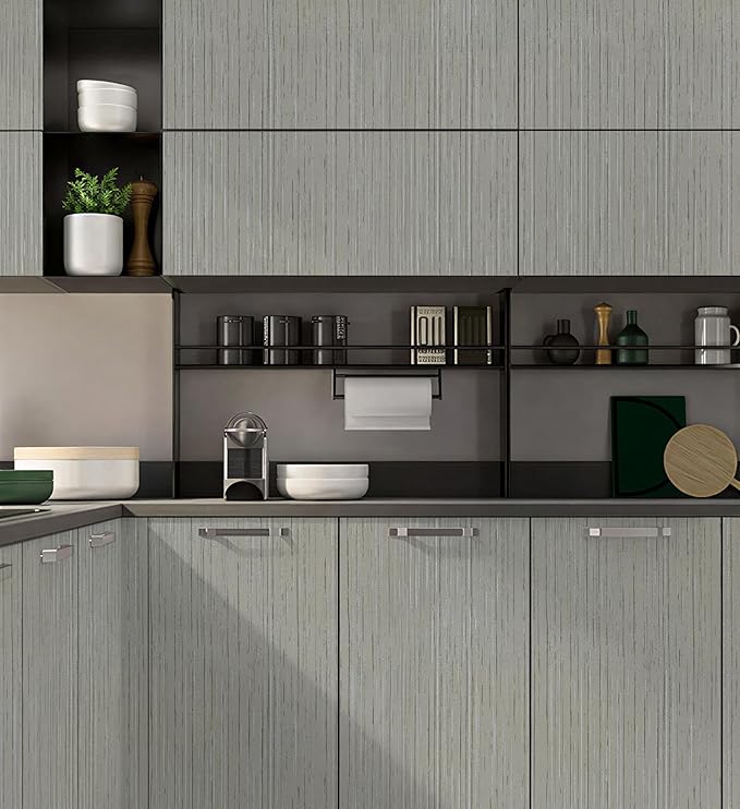 Grey Grasscloth Wallpaper Peel and Stick Textured Wallpaper