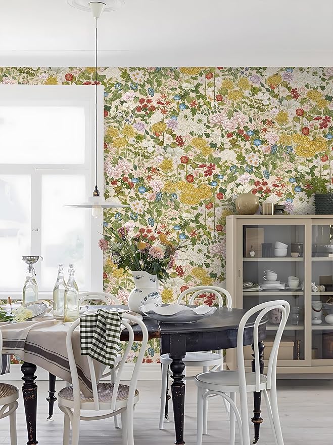 Floral Wallpaper Peel and Stick Boho Wall Paper Removable Waterproof