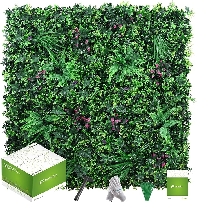 fanado Grass Wall Panels 20"x20", Artificial Hedge Greenery Wall Backdrop