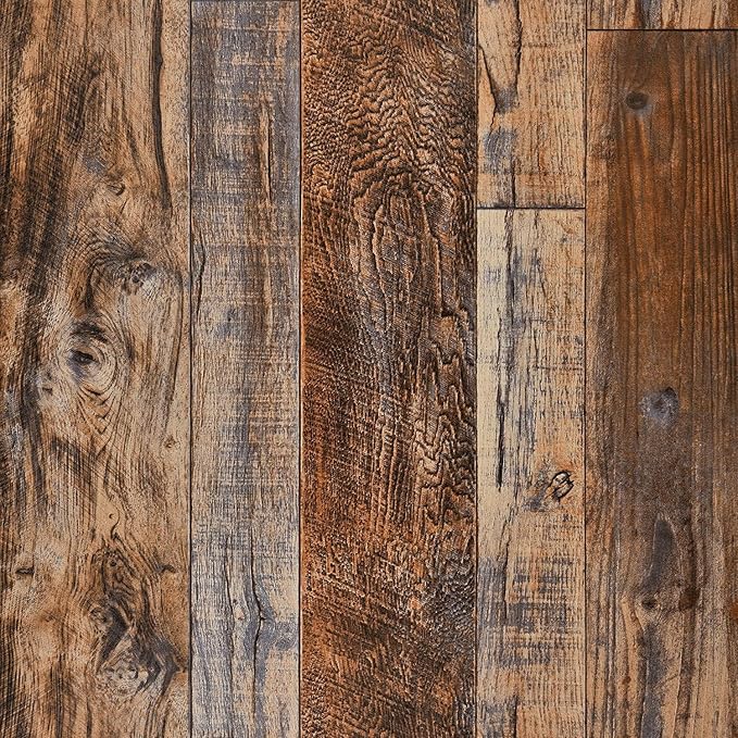 WENMER 23.6" x 78.7" Brown Wood Peel and Stick Wallpaper Shiplap Self Adhesive
