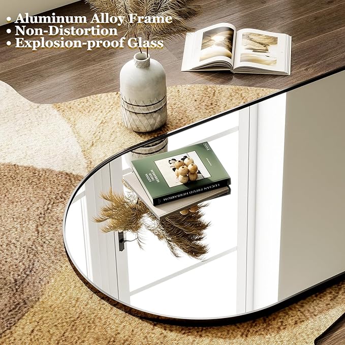 HARRITPURE 64"x21" Full Length Mirror, Arched Full Mirror, Free Standing