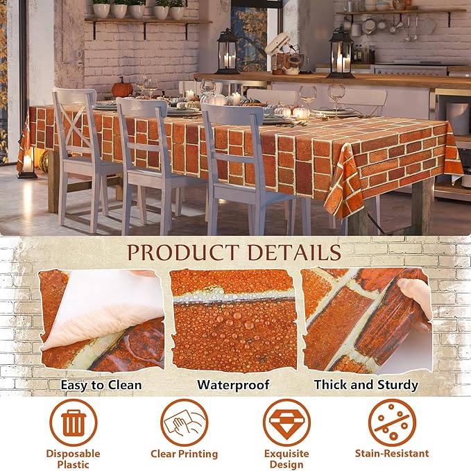 Kochorie 100 Ft x 54 Inch Retro Red Brick Wall Backdrop Tablecloth Roll