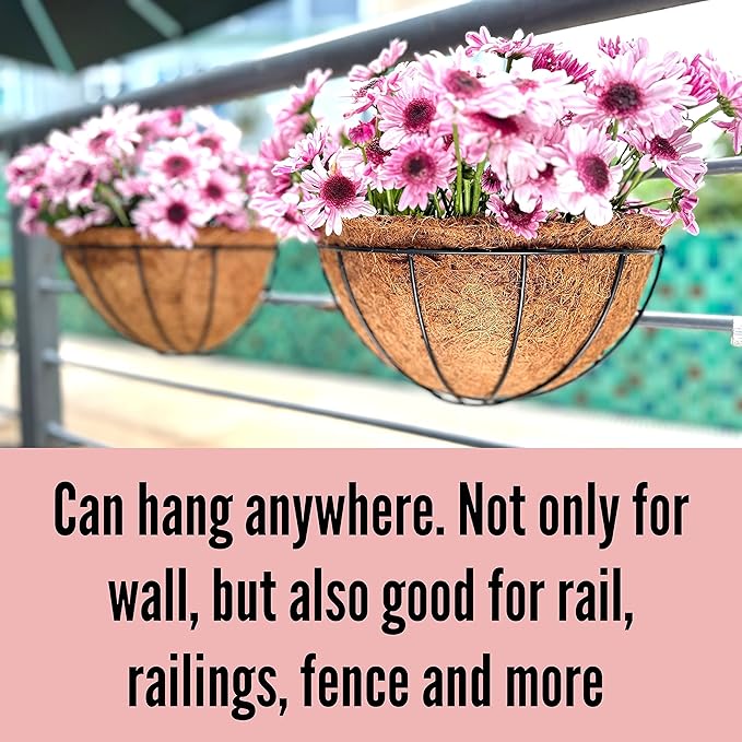 LaLaGreen Wall Hanging Planters, 2 Pack, 12 Inch Wall Mounted Flower Baskets