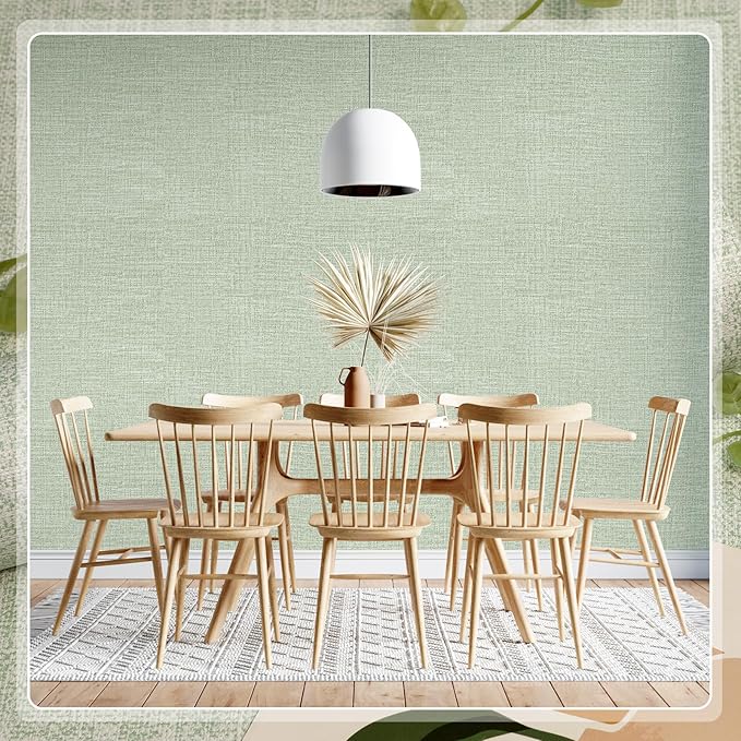 Amiya Grasscloth Wallpaper Sage Green Peel and Stick Faux Fabric Linen Contact