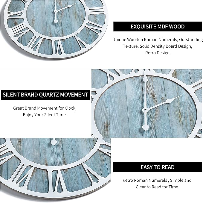 1st owned Wall Clocks for Living Room Decor, Round Silent Non Ticking, Modern