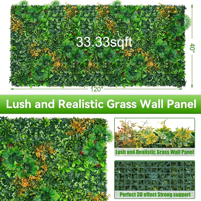 Grass Wall Panels Roll, UV-Anti Faux Greenery Plant Boxwood Panels