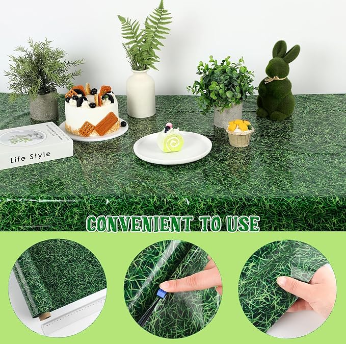 Kochorie 54 Inch x 100 Ft Grass Plastic Table Cloth Roll Disposable Waterproof