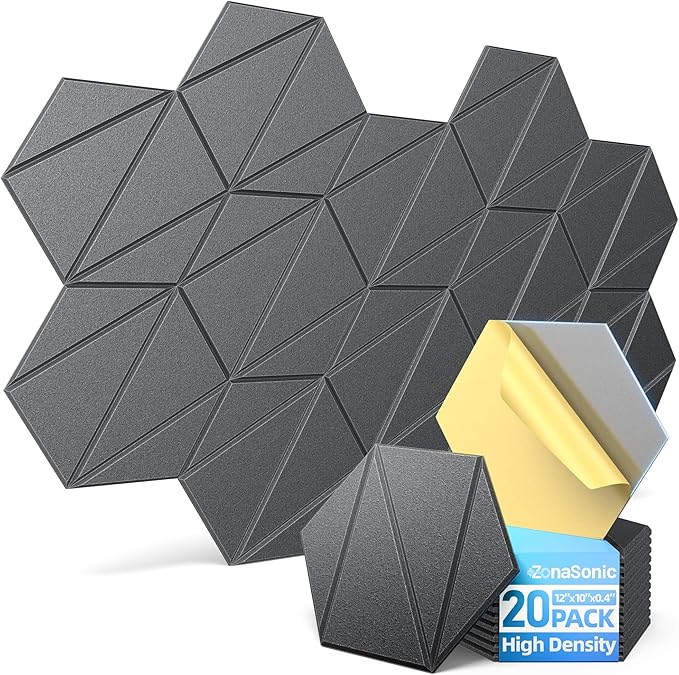 20 Pack Acoustic Panels with Self-Adhesive 12"X10"X0.4" Sound Proof Foam Panels