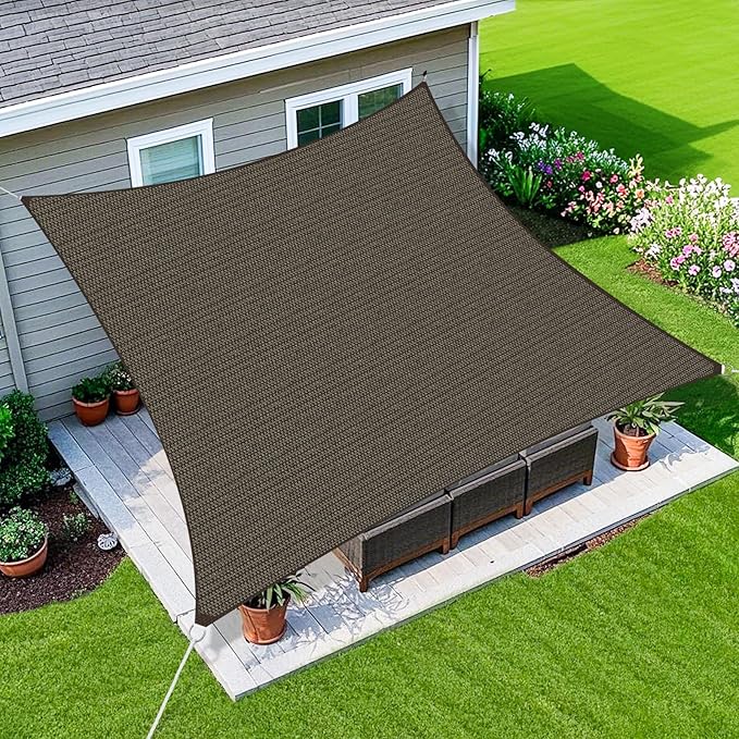 Amagenix Sun Shade Sail 25X25 Curved Edge Outdoor Shade Canopy Mocha Breathable 95% UV Block Shade Cloth for Patio Garden Backyard (We Make Custom Size)