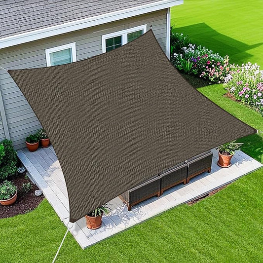 Amagenix Sun Shade Sail 25X25 Curved Edge Outdoor Shade Canopy Mocha Breathable 95% UV Block Shade Cloth for Patio Garden Backyard (We Make Custom Size)