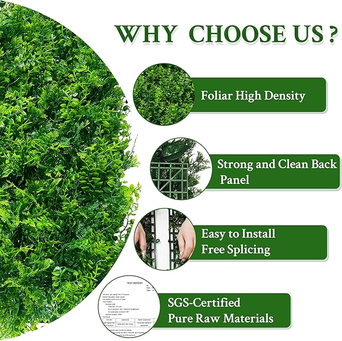 ODTORY Artificial Plants Hedge Wall Panels：40x120 Inch UV-Anti Greenery Boxwood