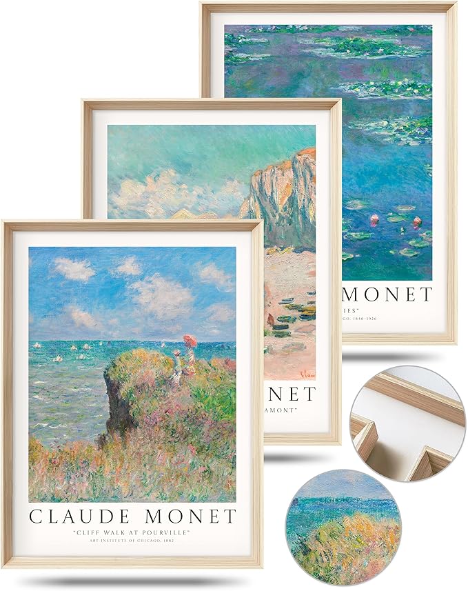 HesenDot Claude Monet Framed Wall Art, 12x16in High Framed Canvas Prints