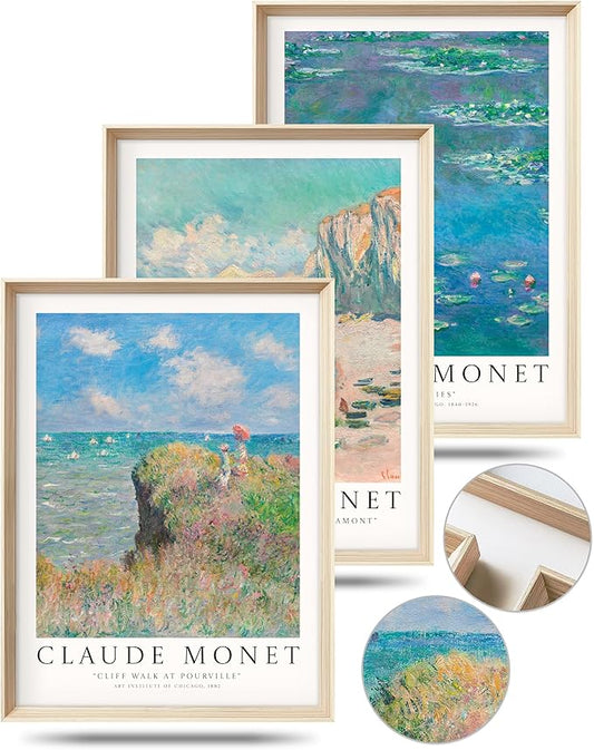 HesenDot Claude Monet Framed Wall Art, 12x16in High Framed Canvas Prints