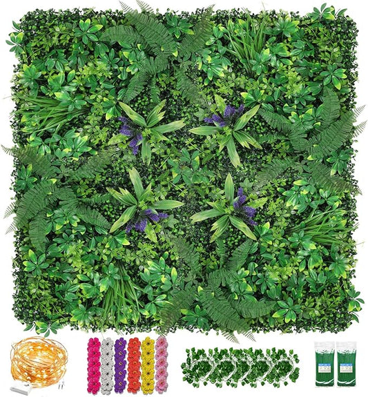 Artificial Boxwood Panel 8 Pieces 20"x20", Faux Ivy Privacy Fence Screen