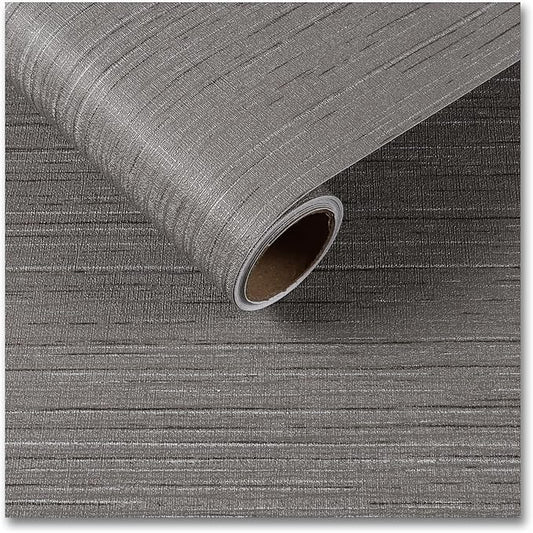 CRE8TIVE Dark Grey Grasscloth Wallpaper Removable Textured Wallpaper Stick and