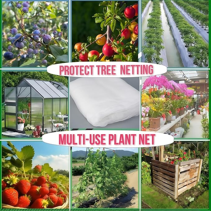 Fruit Tree Netting (3P 3.3x2.6 FT + 3P 5x4 FT)- Easy Install Plant Protection Cover, Reusable Garden Mesh Bag for Blueberry Bushes/Tomato - Block Birds/Insect/Squirrels
