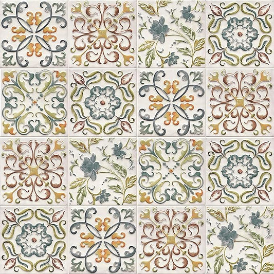 Wudnaye Bohemian Wallpaper Peel and Stick Faux Tile Contact Paper 17”×196” Tile