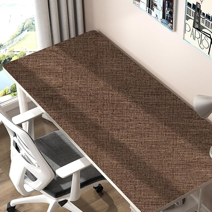 Brown Grasscloth Peel and Stick Wallpaper 17.3"x480" Faux Linen Textured