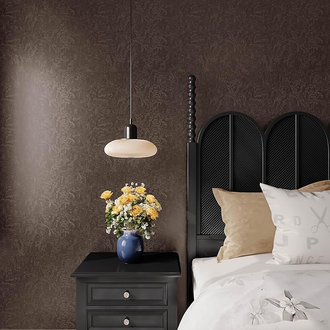 Abyssaly Brown Peel and Stick Wallpaper Vintage Embossed Floral Contact Paper