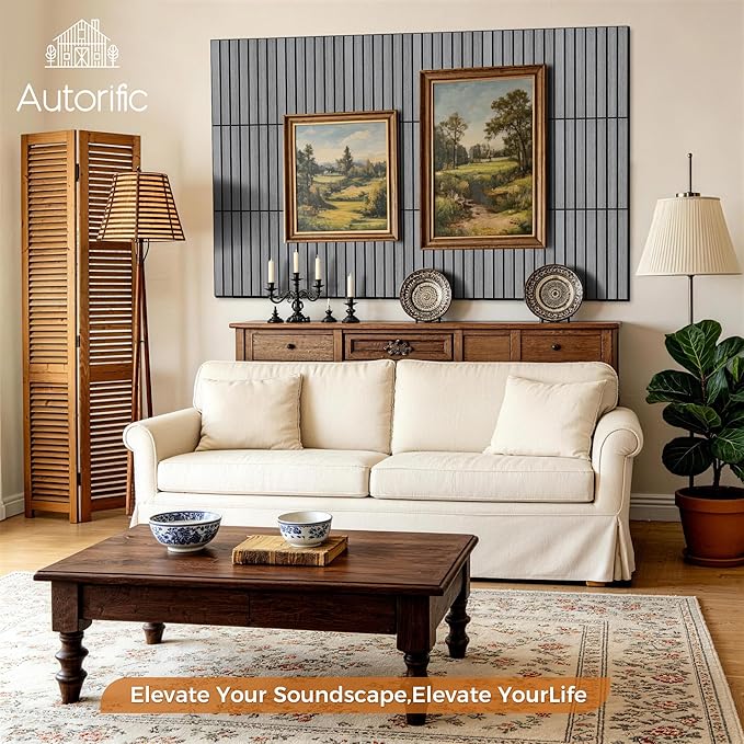 12 Pack PVC Wood Wall Panels, 11.8 x 15.7 x 0.35 Inch Sound Panels, 100%