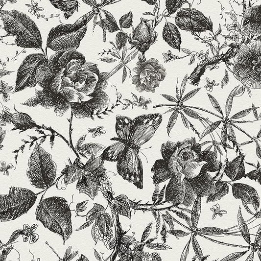 JiffDiff Floral Vintage Wallpaper Peel and Stick，Rose Wallpaper Removable Vinyl