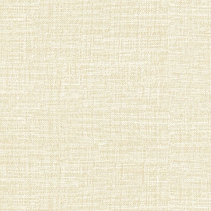 Amiya Grasscloth Cream Wallpaper 17.3"x120" Peel and Stick Beige Faux Fabric