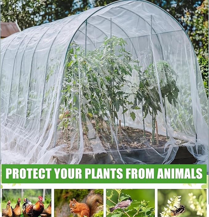 Garden Insect Netting for Raised Beds Extra Large Fruits Tree Netting Pest Barrier White Ultra Fine Mesh Row Bed Covers Net for Vegetable Fruit Protection from Insect Bird Animals(15X 33 ft)