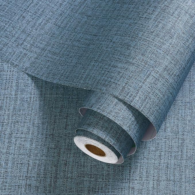 Blue Peel and Stick Wallpaper Linen Contact Paper