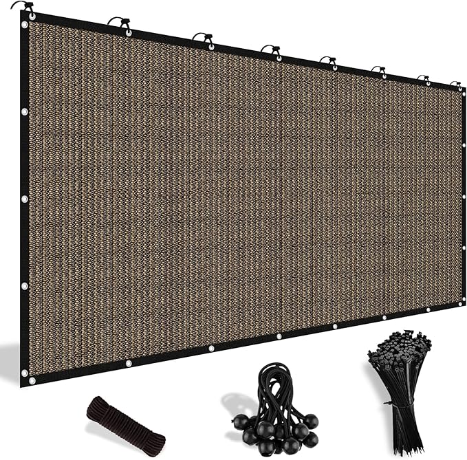 Shade&Beyond Customized Size 90% Sun Shade Cloth with Grommets, 06' X 10' Pergola Shade Cover Canopy, Mesh Tarp Sun Screens for Patio, Outdoor, Garden, Backyard, Mocha, GN06
