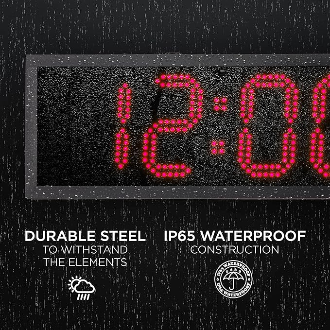 Ivation Oversized 36" Outdoor Waterproof Digital Clock, Auto Time Sync