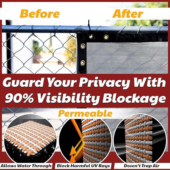 Amgo Custom Made 3' x 191' Grey Balcony Privacy Screen, Apartment Porch Railing Patio Fence Windscreen Fabric Cloth, Heavy Duty, Commercial and Residential, 90% Blockage (We Customize)