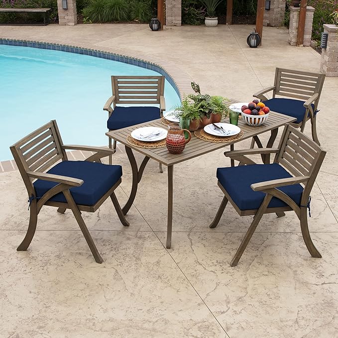 Arden Seat Cushion, 21 x 21, Rain-Proof, Fade Resistant, Cushion for Patio Dining, Adirondack, and Outdoor Chairs Sapphire Blue Leala
