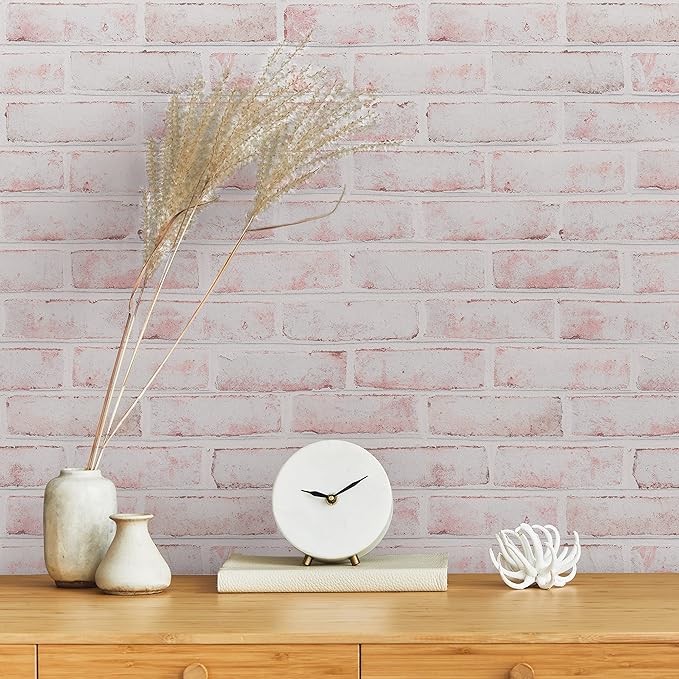Tempaper White-Washed Brick Removable Peel and Stick Wallpaper, 20.5 in X 16.5