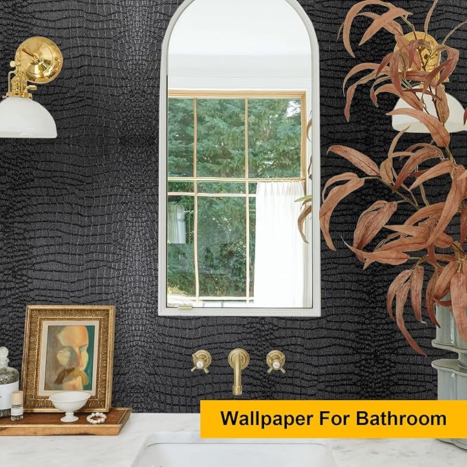 Fititem Black Peel and Stick Wallpaper 630inL 17.3inW Black Contact Paper