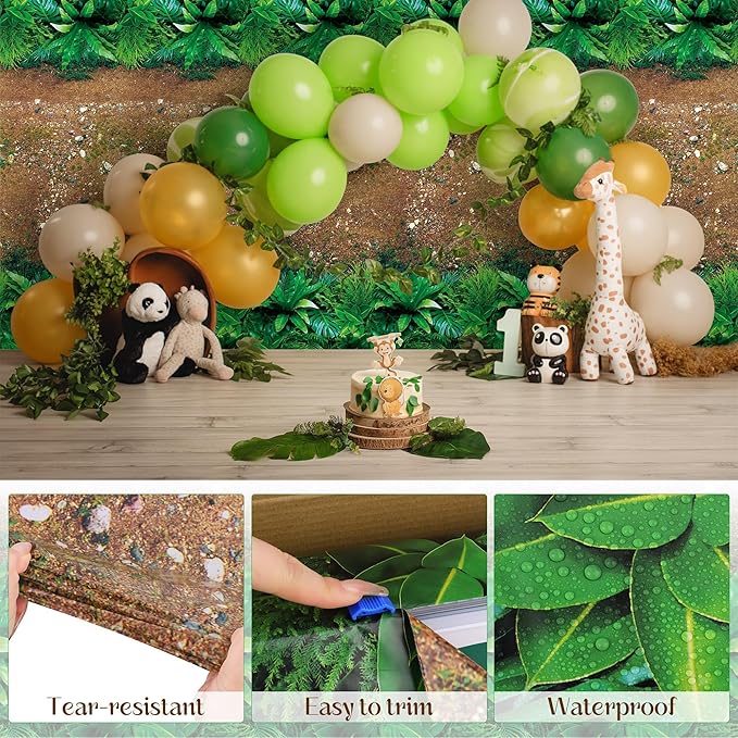Kochorie 100 Ft x 54 Inch Forest Path Plastic Tablecloth Roll Safari Dinosaur