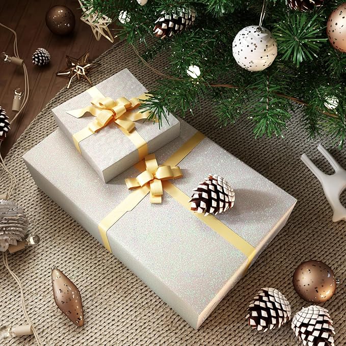CRE8TIVE Off-White Glitter Wallpaper Border Peel and Stick Wall Border Glitter