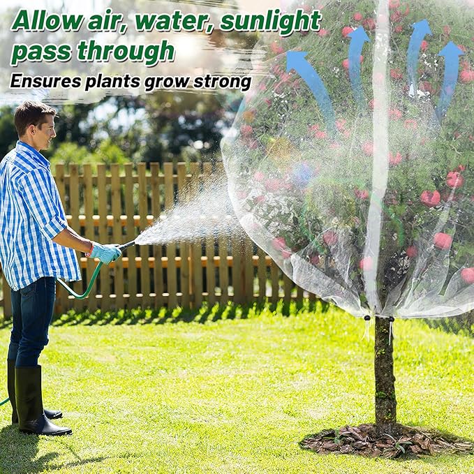 Easy Installation Fruit Tree Netting with Zipper & Drawstring - 6.2x6.2ft Ultra Fine Mesh Garden Protection Screen to Protect Pear Peach Apple from Bird Insect Bug Cicada Deer Squirrel