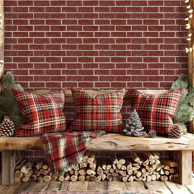 COMSTICKC 3D Faux Red Brick Wall Panels Peel and Stick Wall Sticker, Small Size