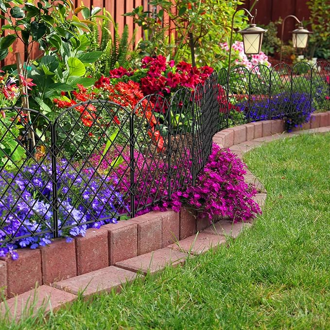 OUSHENG 19 Pack Decorative Garden Fence, Total 20ft(L) x 24in(H) Animal Barrier Border, Rustproof Metal Wire Section Edging Fencing Panel for Outdoor Patio Garden Yard, Arched