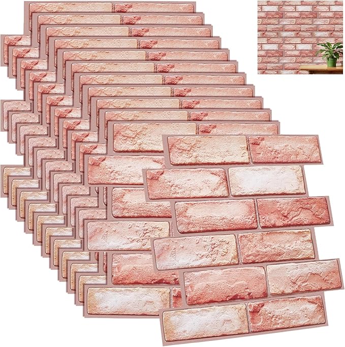 12PCS 3D Wall Panels Peel and Stick Foam Faux Brick Wall Panels, Self-Adhesive