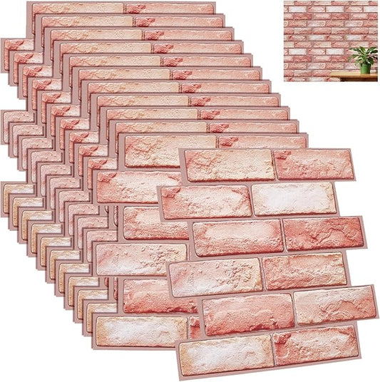 12PCS 3D Wall Panels Peel and Stick Foam Faux Brick Wall Panels, Self-Adhesive