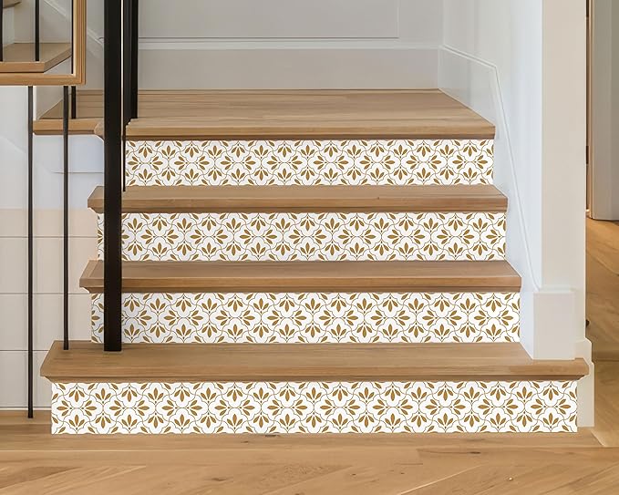 FLFK Wallpaper Border Gold and White Patterns Peel and Stick Wall Border Self