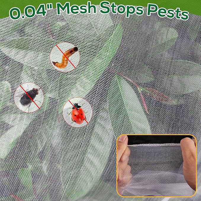 2PCS Fruit Tree Netting with Drawstring, 7 x 6ft Ultra-Fine Mesh Garden Insect & Bird Protection Cover, Breathable Reusable Tree Netting for Citrus, Apple, Peach & Shrubs