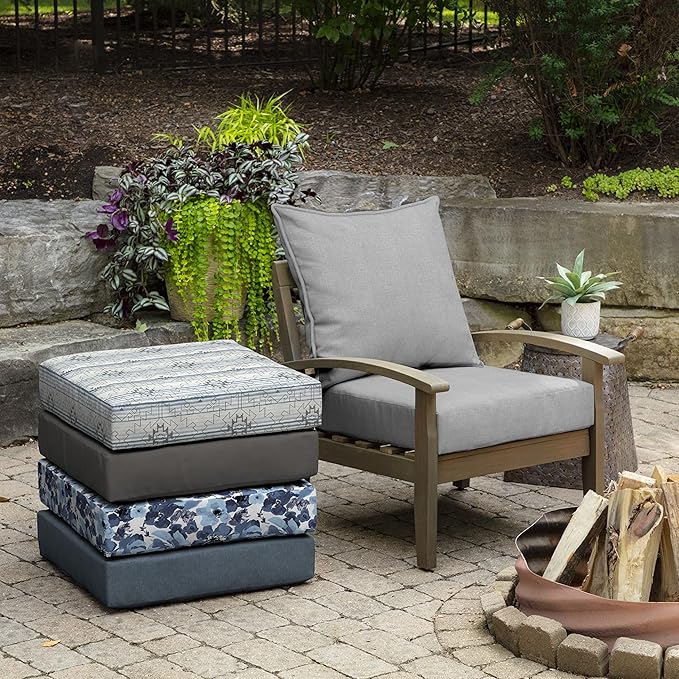 Arden Olefin Outdoor Deep Seat Cushion Set (4-Pack), 24 in x 24 in, Weather-Proof, Rain-Proof, Fade Resistant Patio Cushion for Chair, Sofa, and Couch Paloma Woven Texture