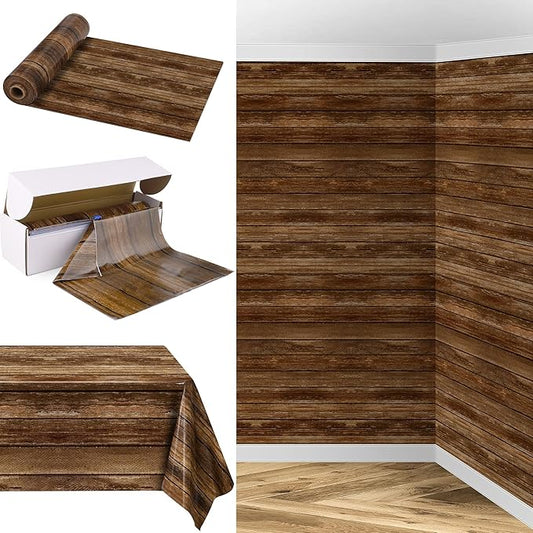 Kochorie 200 Ft x 54 Inch Wood Grain Tablecloth Roll in Slide Cutter Box