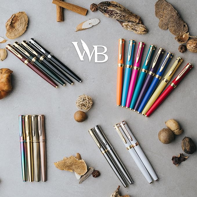 Wordsworth & Black Fountain Pen Set, Extra Fine Nib, Includes 24 Pack Ink Cartridges, Ink Refill Converter & Gift Box, Calligraphy, [All Black], Perfect for Men & Women