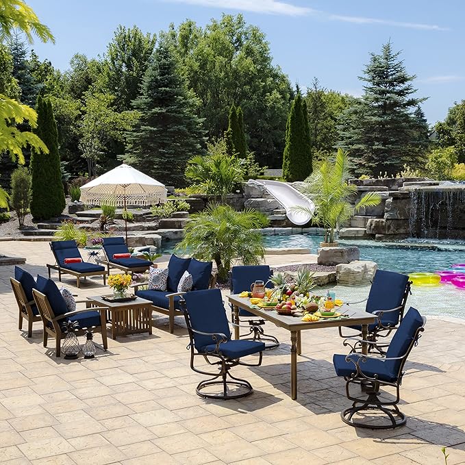 Arden Outdoor Deep Seat Cushion Set (2-Pack), 24 in x 24 in, Weather-Proof, Rain-Proof, Fade Resistant Patio Cushion for Chair, Sofa, and Couch Sapphire Blue Leala