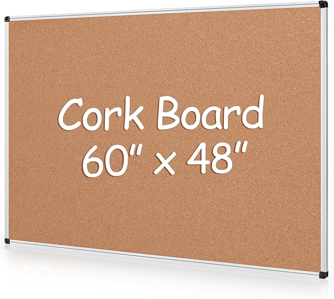 Extra Large Cork Bulletin Board 60" X 48", Wall Mounted Notice Pin Board