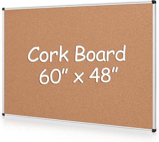 Extra Large Cork Bulletin Board 60" X 48", Wall Mounted Notice Pin Board