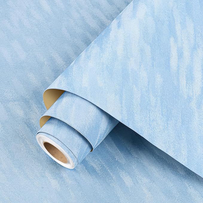 ReWallpaper 30in x 16.5ft Blue Textured Wallpaper Stick and Peel Crushed Velvet